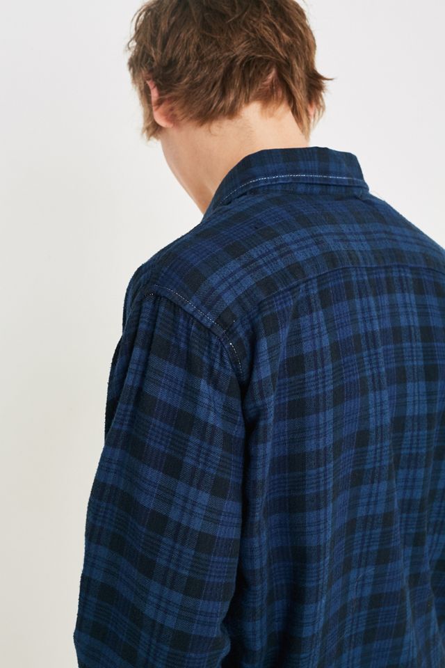 Urban Renewal Remade From Vintage Overdyed Navy Checked Flannel Shirt #3