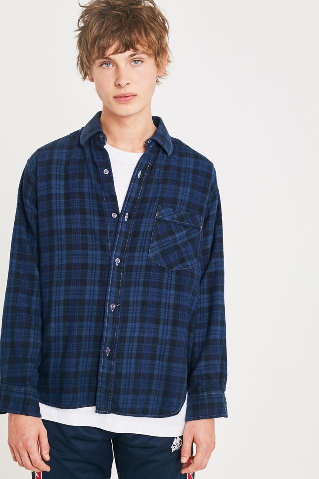 Urban Renewal Remade From Vintage Overdyed Navy Checked Flannel Shirt #5