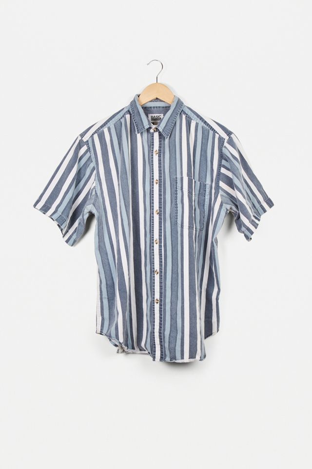 Urban Renewal Vintage - Chemise à rayures verticales années 90 bleue #1