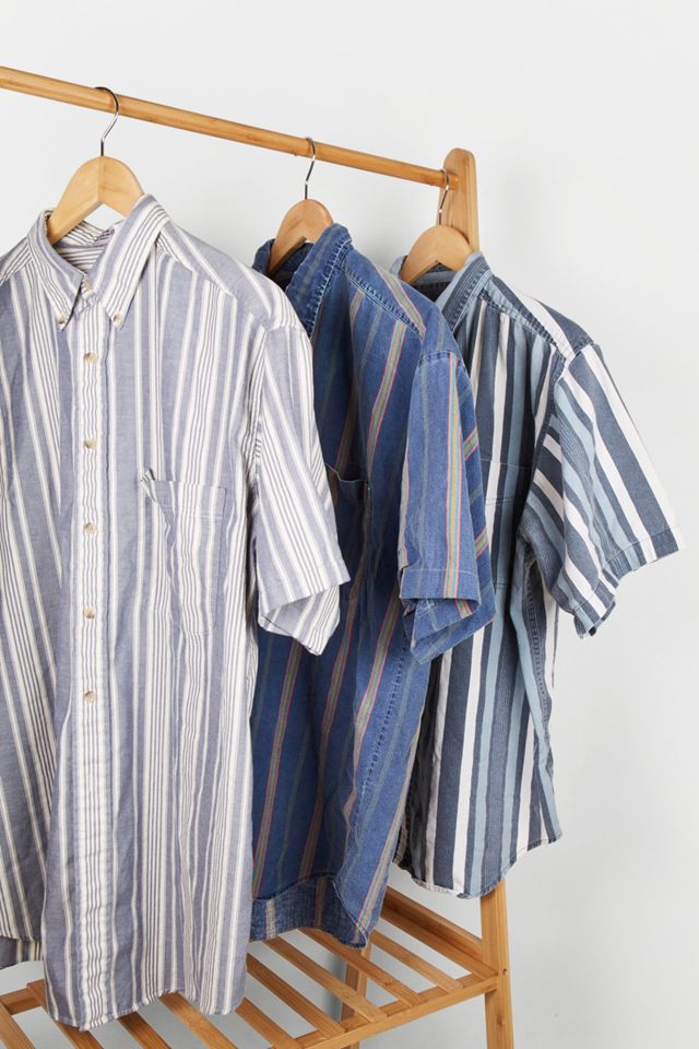 Urban Renewal Vintage - Chemise à rayures verticales années 90 bleue #3