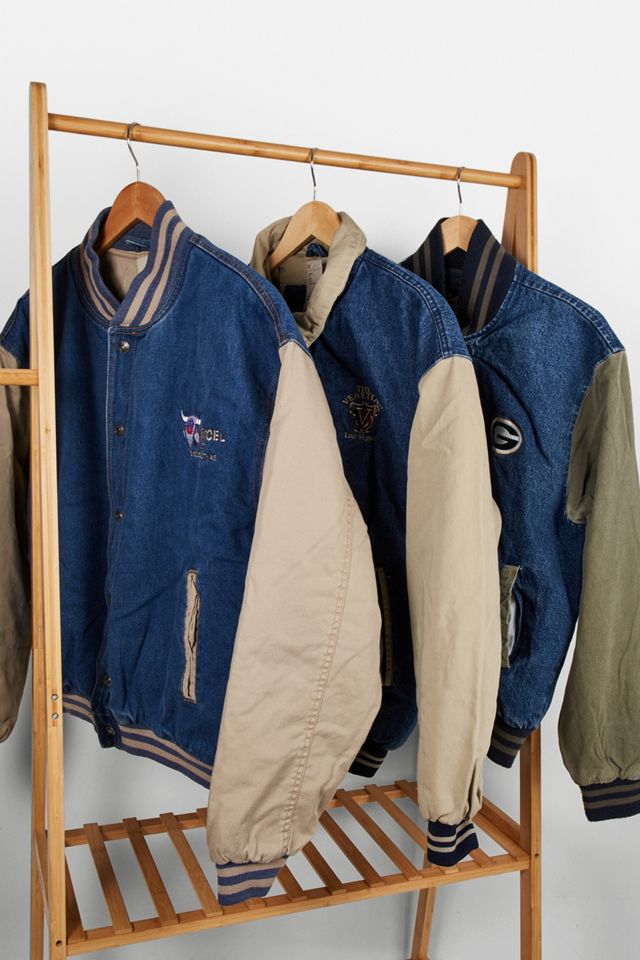 Urban Renewal Vintage Denim Varsity Jacket #3