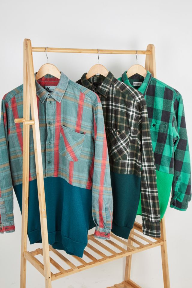 Urban Renewal Vintage Green Spliced Flannel Shirt Urban Outfitters Uk