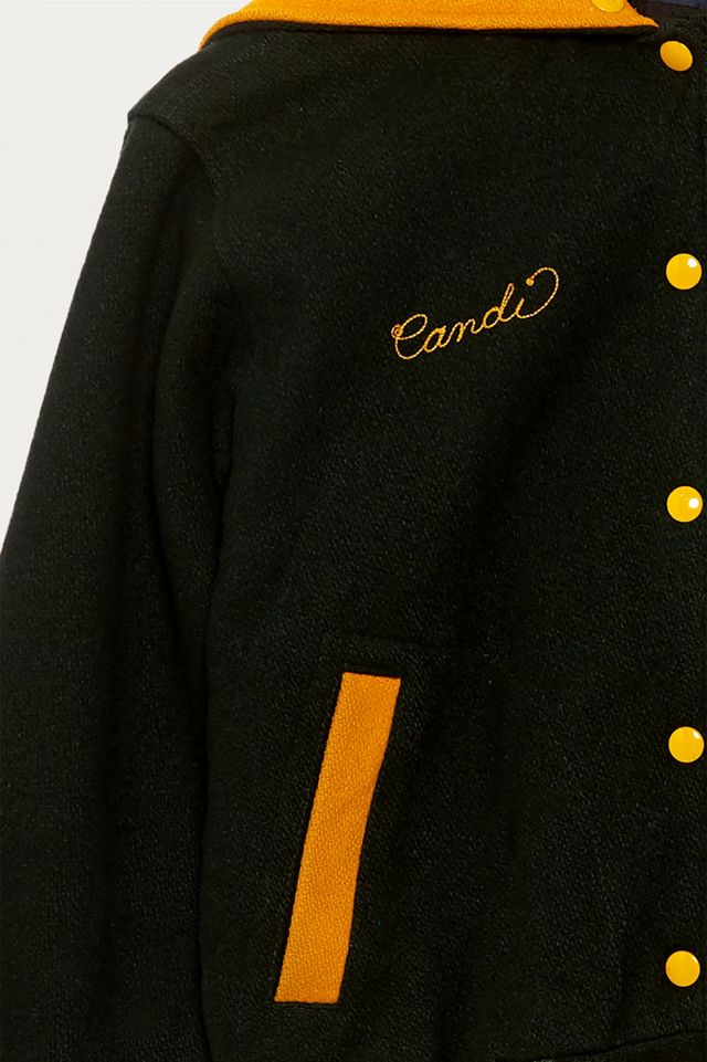 Urban Renewal Vintage Chaqueta Varsity Vintage Única en Su Tipo Verde Oscuro y Oro #1