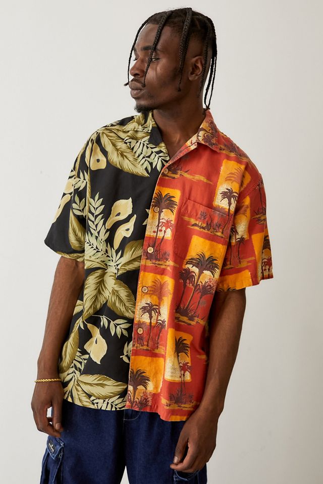 Urban Renewal Remade From Vintage Red & Black Spliced Hawaiian Shirt Urban Outfitters UK