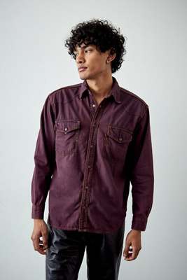 fitted stretch denim shirt