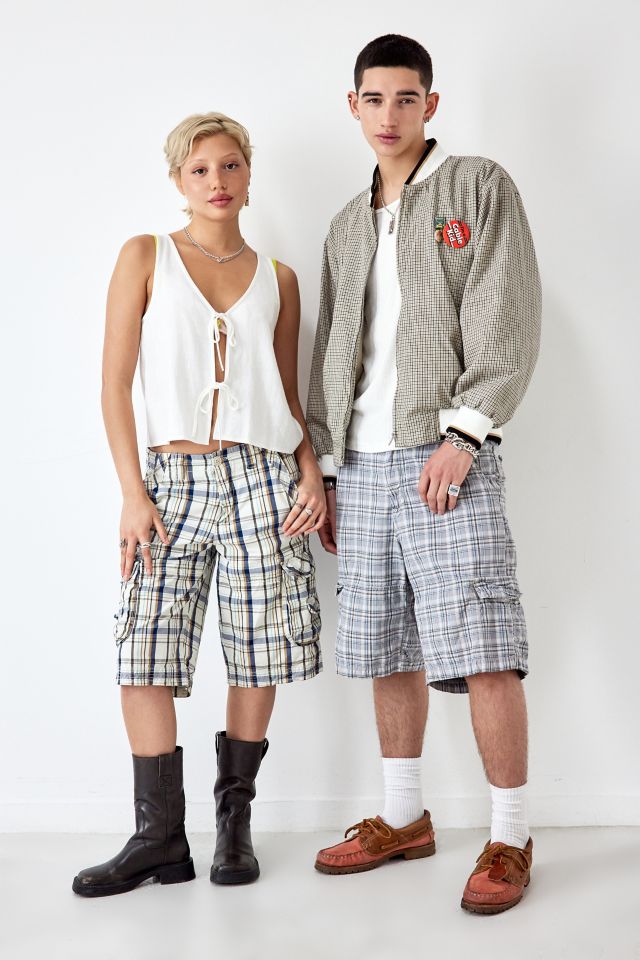 Mens plaid hot sale cargo shorts