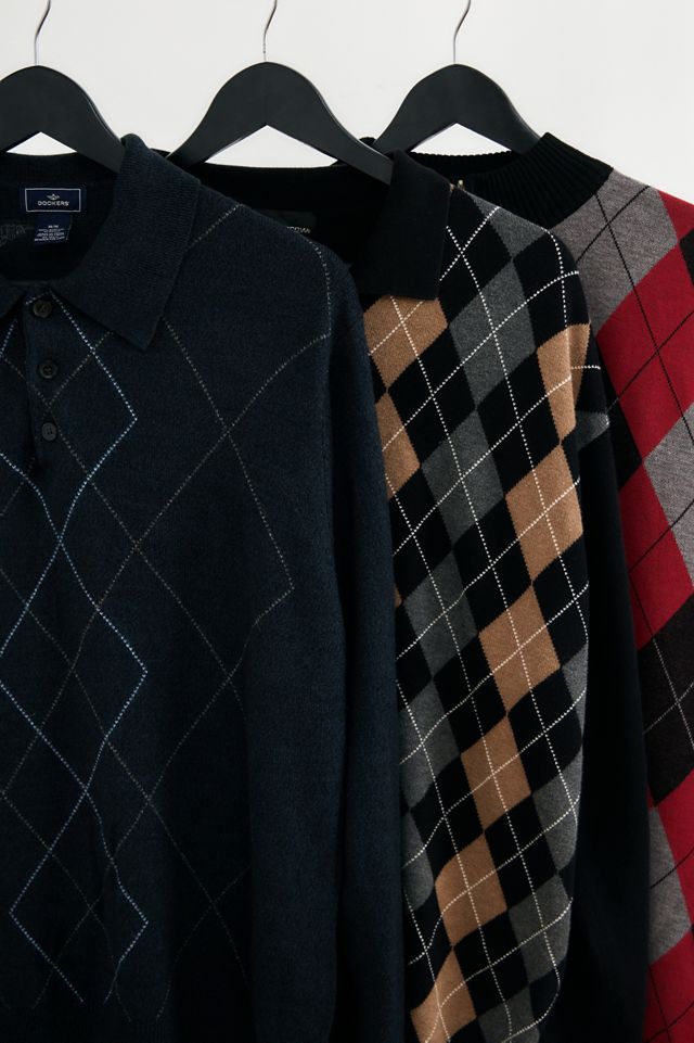 Suéter de Cuello con Argyle Oscuro Vintage de Urban Renewal #1