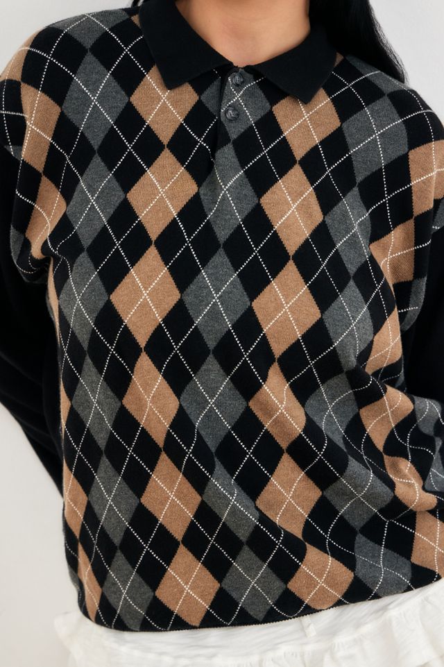 Suéter de Cuello con Argyle Oscuro Vintage de Urban Renewal #3