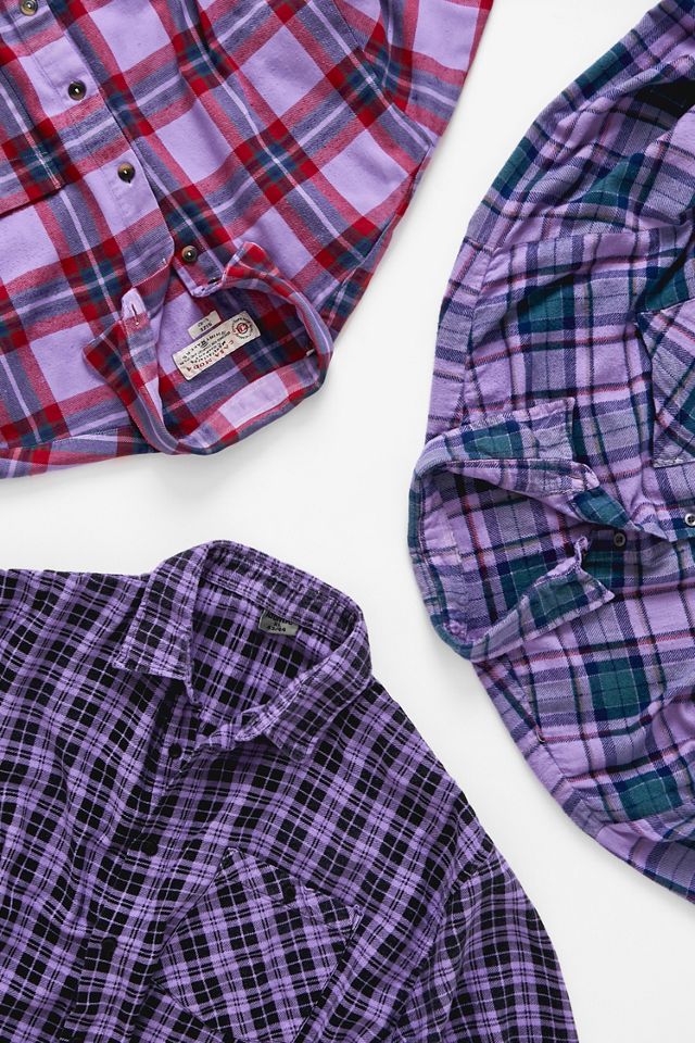 Renovación urbana rehecha a partir de una camisa de franela a cuadros vintage violeta sobremanteada #1