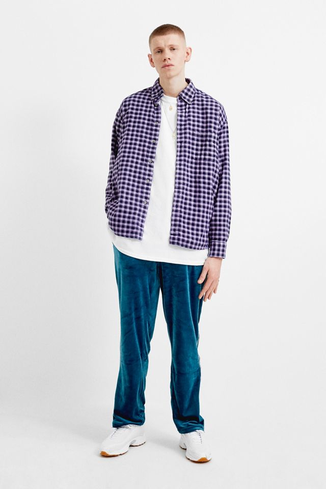 Renovación urbana rehecha a partir de una camisa de franela a cuadros vintage violeta sobremanteada #3
