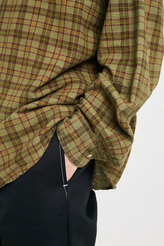Urban Renewal Vintage Customised - Chemise en flanelle surteinte à carreaux vert olive #3
