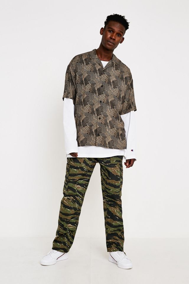 Urban Renewal Made From Remnants Black and Tan Geo Print Shirt #2