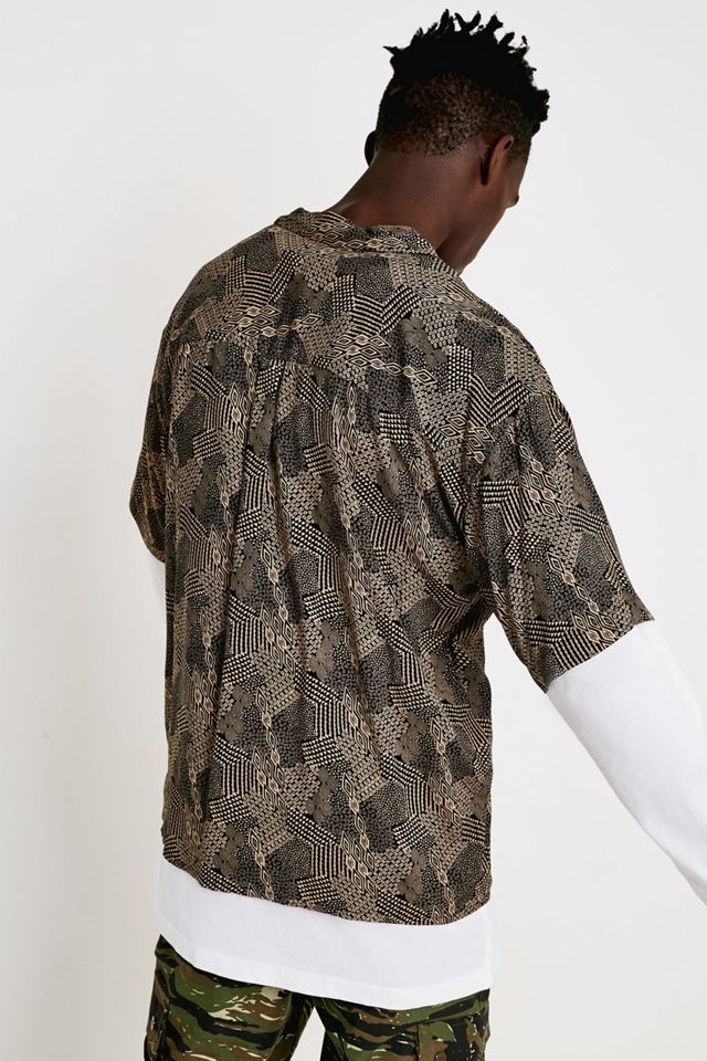Urban Renewal Made From Remnants Black and Tan Geo Print Shirt #4