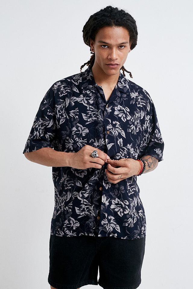 Urban Outfitters Archive Black Floral Short-Sleeve Shirt | Urban ...