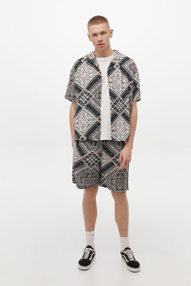 Urban Outfitters Archive Teal Geo Print Short-Sleeve Shirt #2