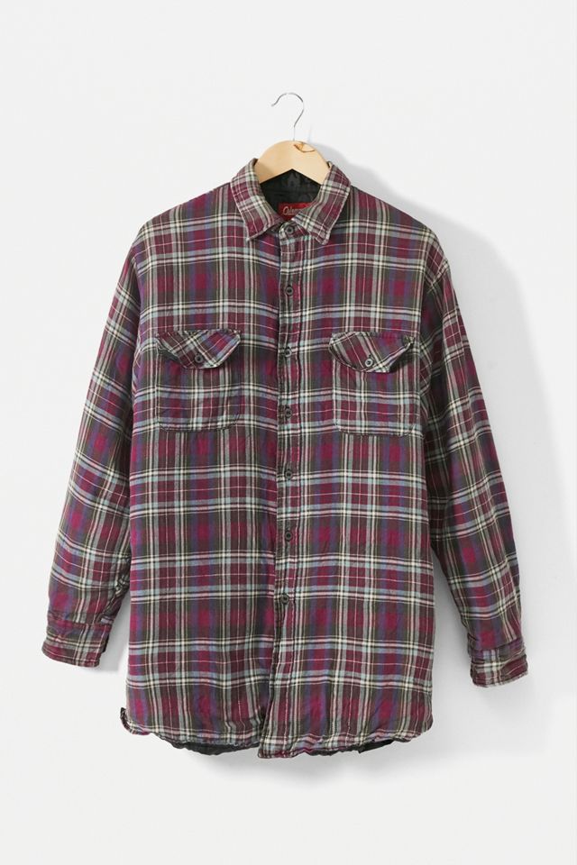 Urban Renewal Vintage Red Plaid Men's Padded Flannel Jacket #1