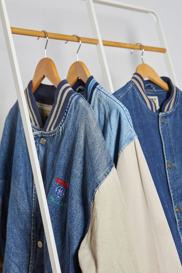 Denim hot sale baseball jacket