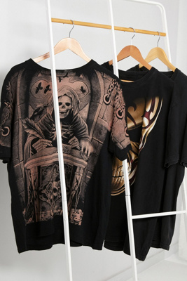 Urban Backwoods T-Shirt Uomo Uruguay Skull Flag - Nero, Taglia M, Cotone Premium Heavy