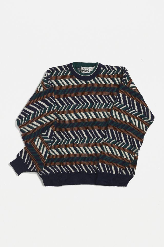 Urban Renewal Vintage Blu Fantasia Maglia Girocollo Jumper #1