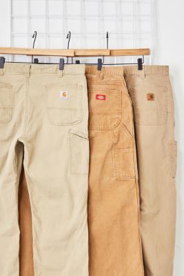 Urban Renewal Vintage Beige Branded Carpenter Jeans - Beige L at Urban Outfitters