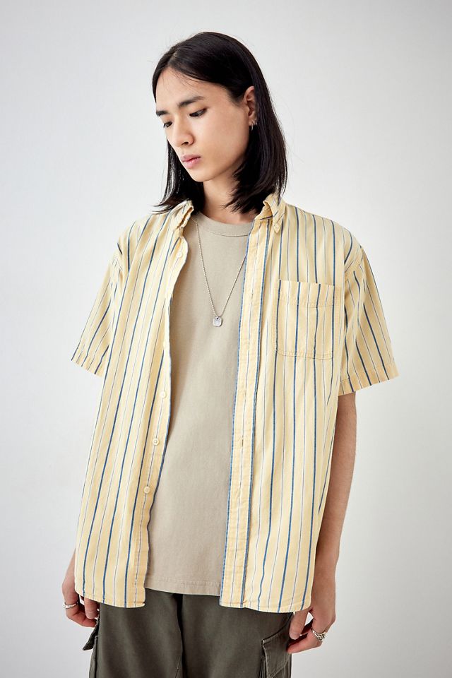 Camicia Vintage a Righe Bianca a Maniche Corte Urban Renewal degli Anni '90 #2