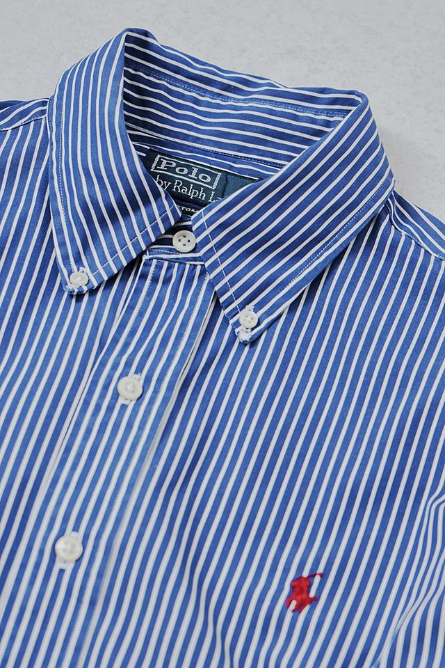 Urban Renewal Vintage Blue Stripe Ralph Lauren Shirt | Urban Outfitters UK