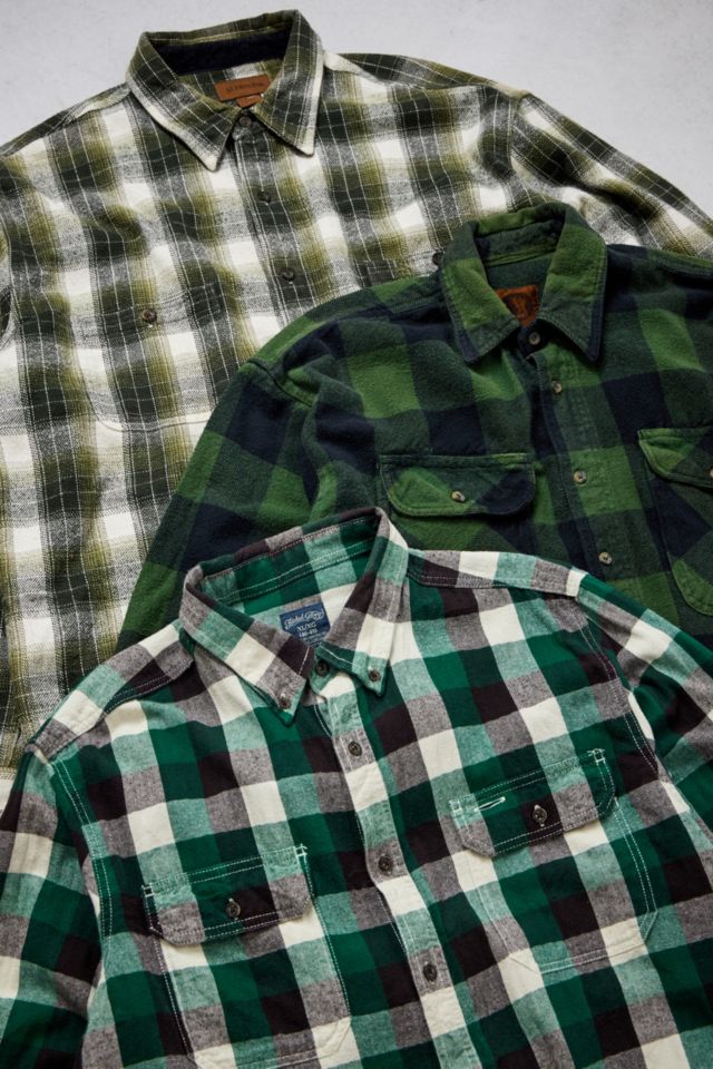 Urban Renewal Vintage Grunge Green Check Flannel Shirt