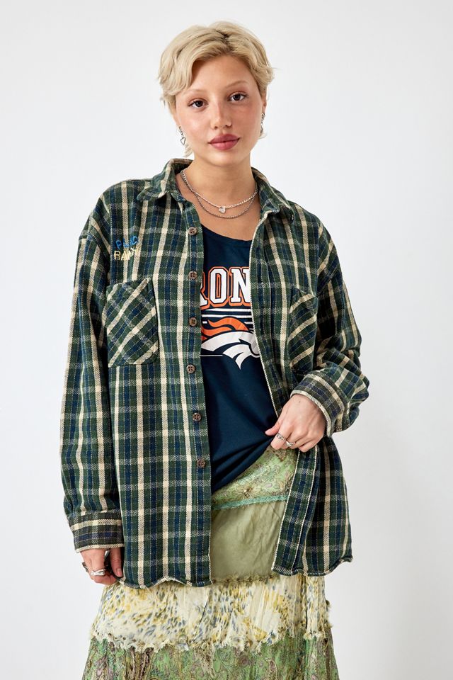 Urban Renewal Vintage Grunge Green Check Flannel Shirt #2