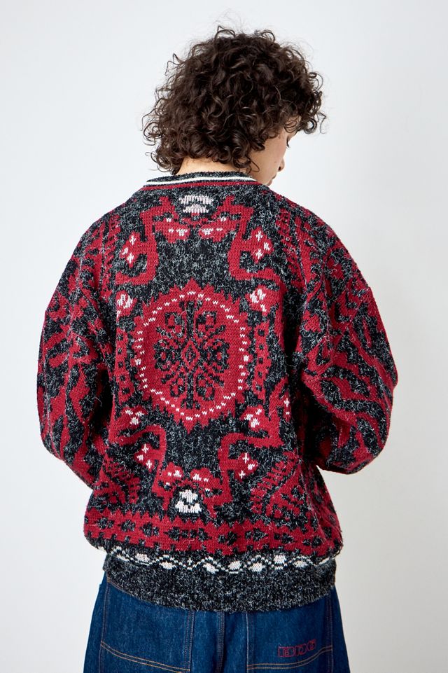 Urban Renewal Vintage Burgundy Patterned Crew Neck Jumper #4