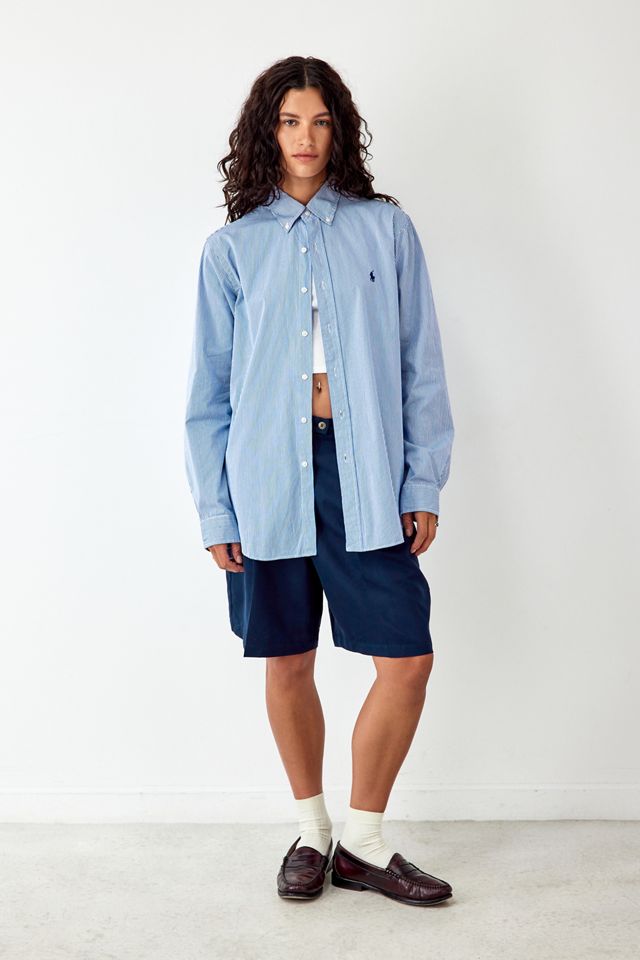 Ralph Lauren 90s Vintage Striped Hemd Blau XS