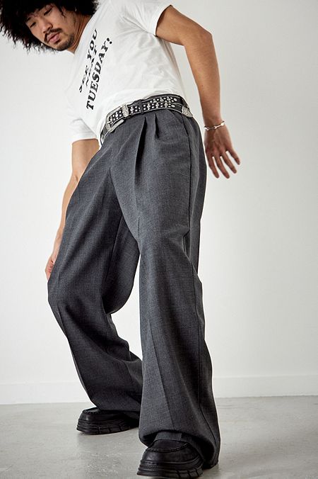 Urban Renewal Made From Remnants Charcoal Wide Leg Trousers
