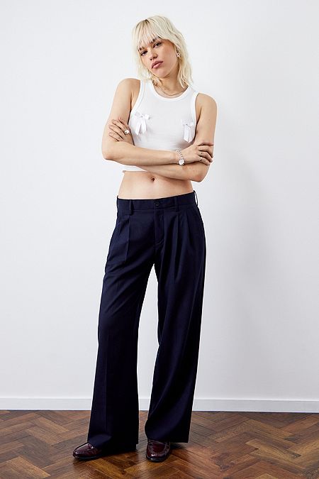 Urban Renewal Made From Remnants Dark Navy Wide Leg Trousers