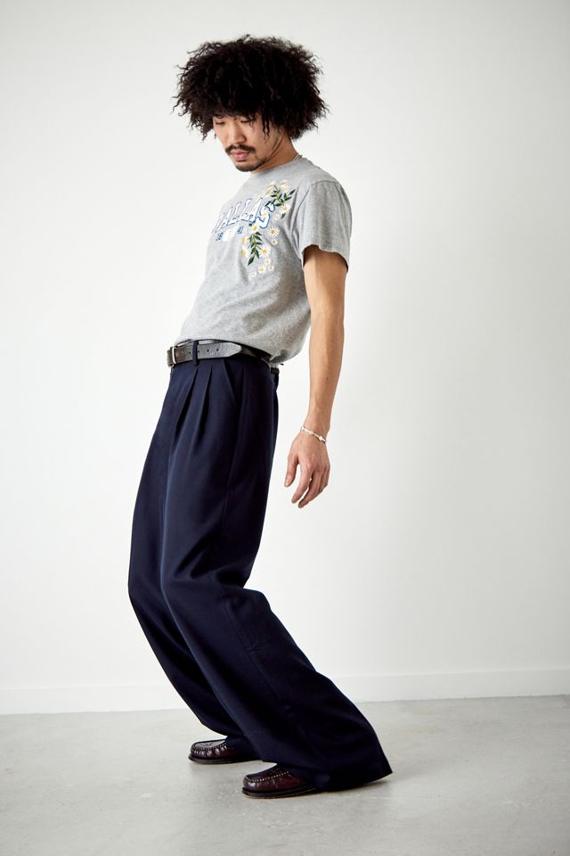 Pantaloni a Gamba Larga Urban Renewal Realizzati da Rimanenze Blu Scuro Cenere #3