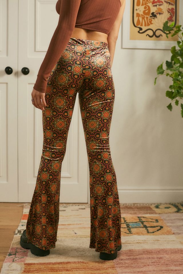 Urban Outfitters Archive Floral Velvet Flare Trousers