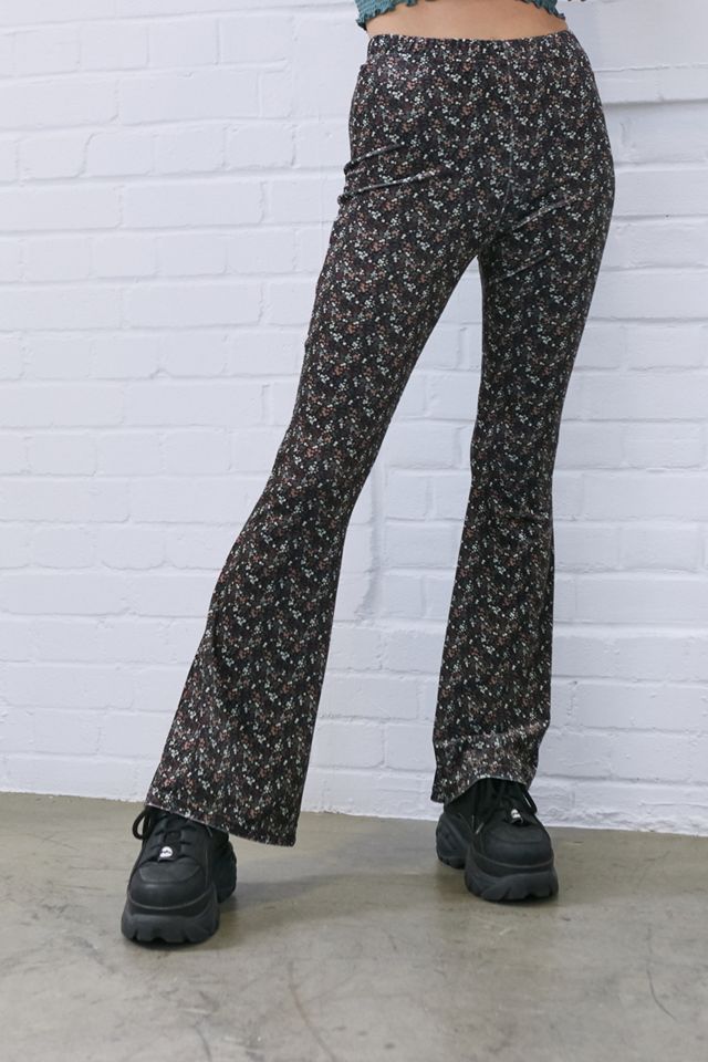 Urban Outfitters Archive Micro Floral Velvet Flare Trousers #2
