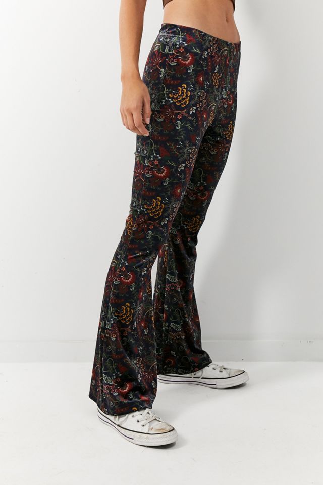 Urban Outfitters Archive - Pantalon évasé en velours rideau bleu marine et rouge #1