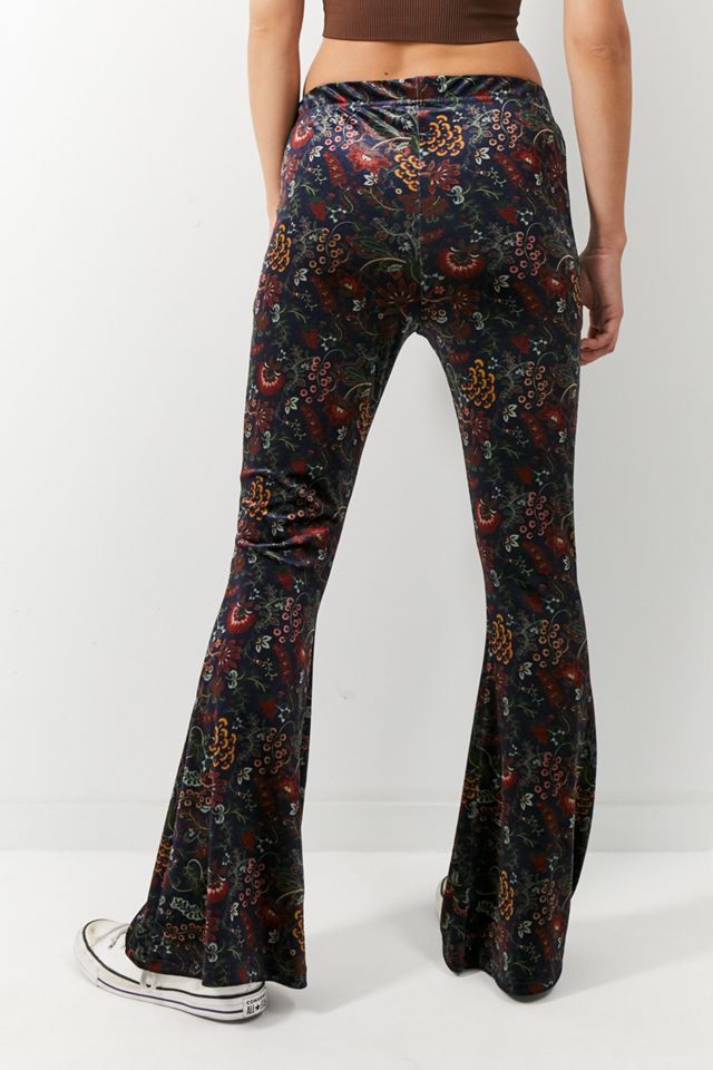 Urban Outfitters Archive - Pantalon évasé en velours rideau bleu marine et rouge #2