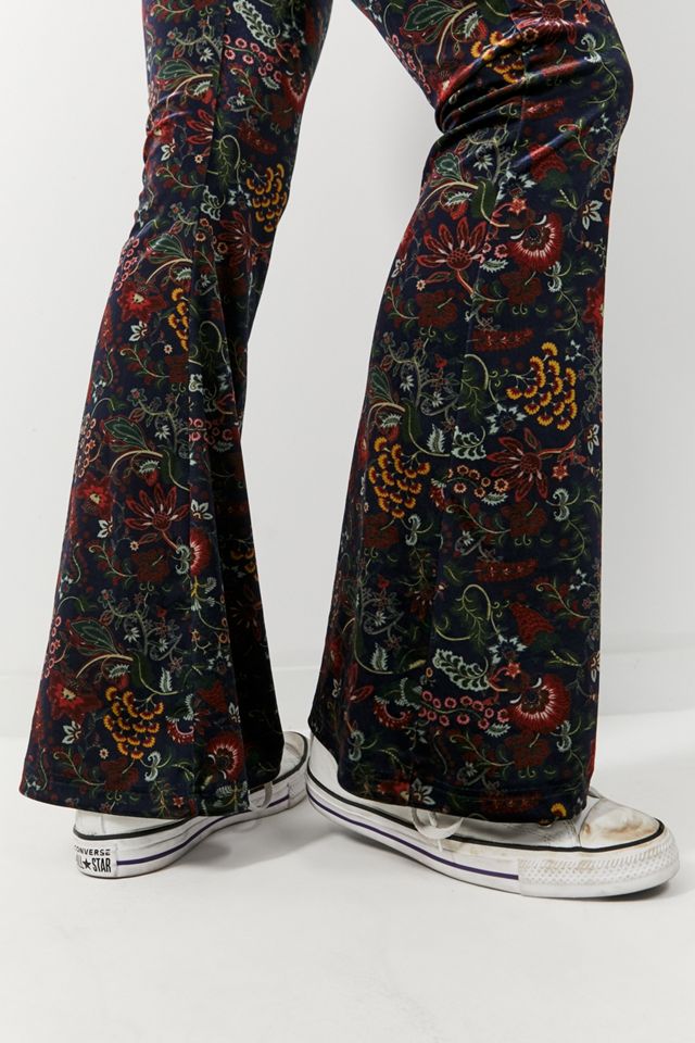 Urban Outfitters Archive - Pantalon évasé en velours rideau bleu marine et rouge #3