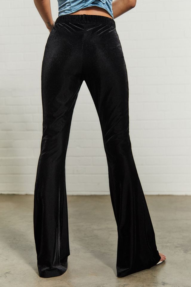 Urban Outfitters Archive Black Mini Rib Flare Trousers | Urban Outfitters UK
