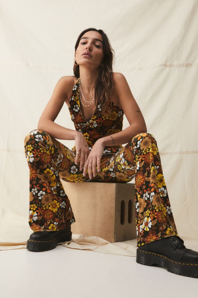 Urban Outfitters Archive Floral Velvet Flare Trousers