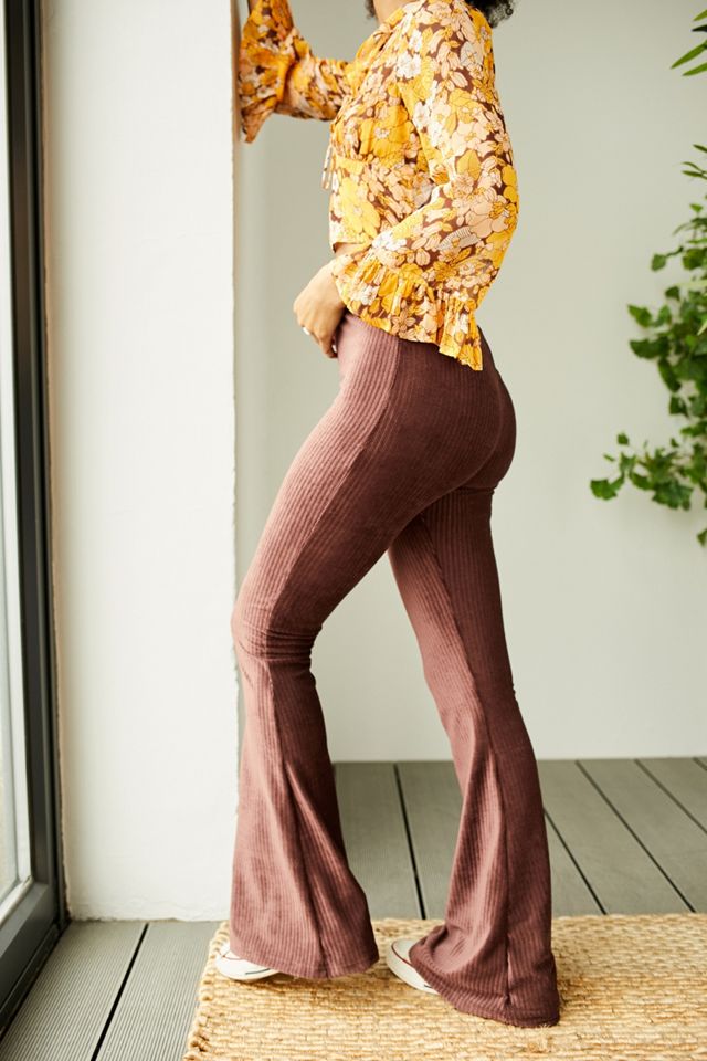Urban Outfitters Archive Chocolate Velour Rib Flare Trousers #2