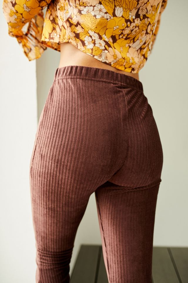 Urban Outfitters Archive Chocolate Velour Rib Flare Trousers #3