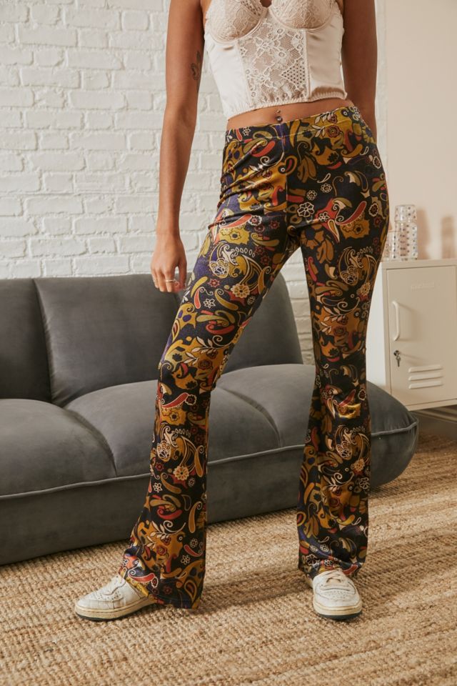 Urban Outfitters Archive Floral Velvet Flare Trousers