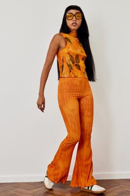 orange flare pants