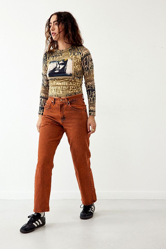 Urban Renewal Vintage Orange Tinted Wrangler Jeans | Urban Outfitters UK