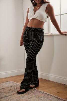 Urban Outfitters Archive Black Pinstripe Flare Trousers