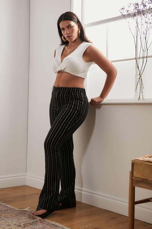 Urban Outfitters Archive Black Pinstripe Flare Trousers #2