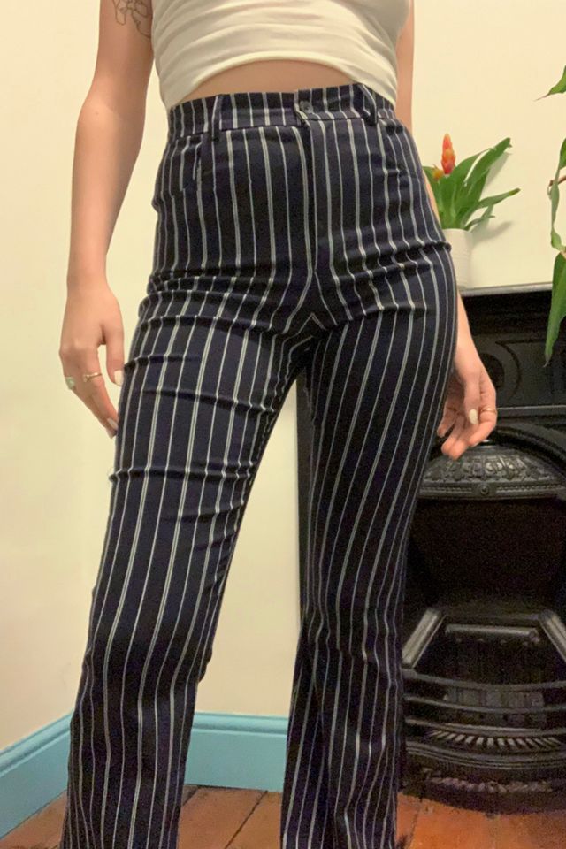 Urban Outfitters Archive Navy Pinstripe Flare Trousers | Urban 