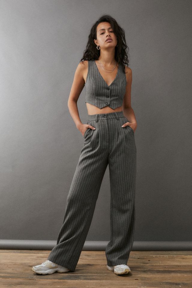 Urban Outfitters Archive Pantaloni grigio pinstripe pozzanghera | Urban  Outfitters IT