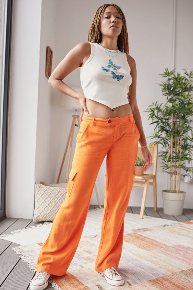 Orange Cotton Mid Rise Pants Online Shopping OXXOSHOP, 58% OFF